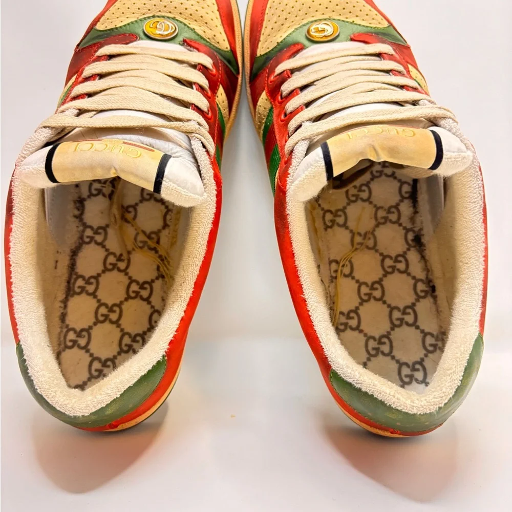Gucci Red and Green screeners Leather Sneakers